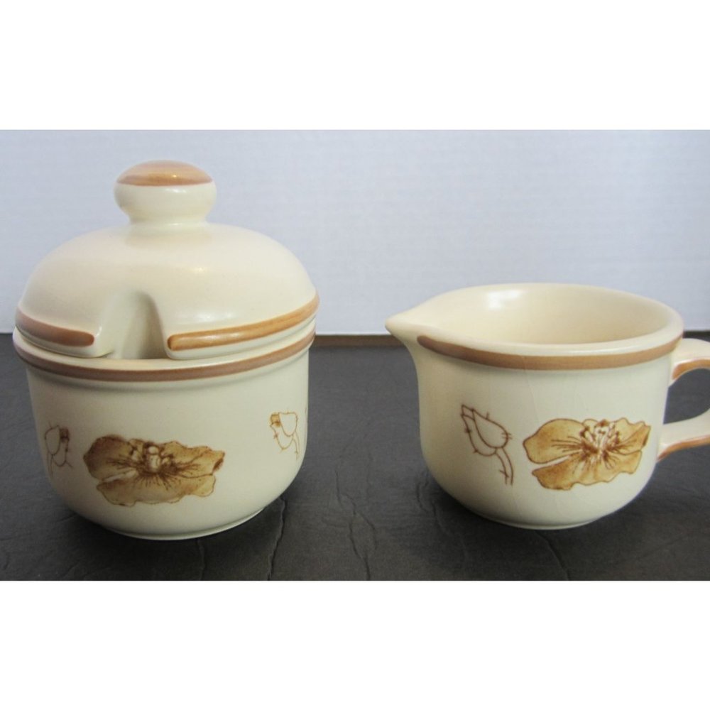 Vintage Waechtersbach W Germany Cream and Sugar set Poppy Flower pattern
